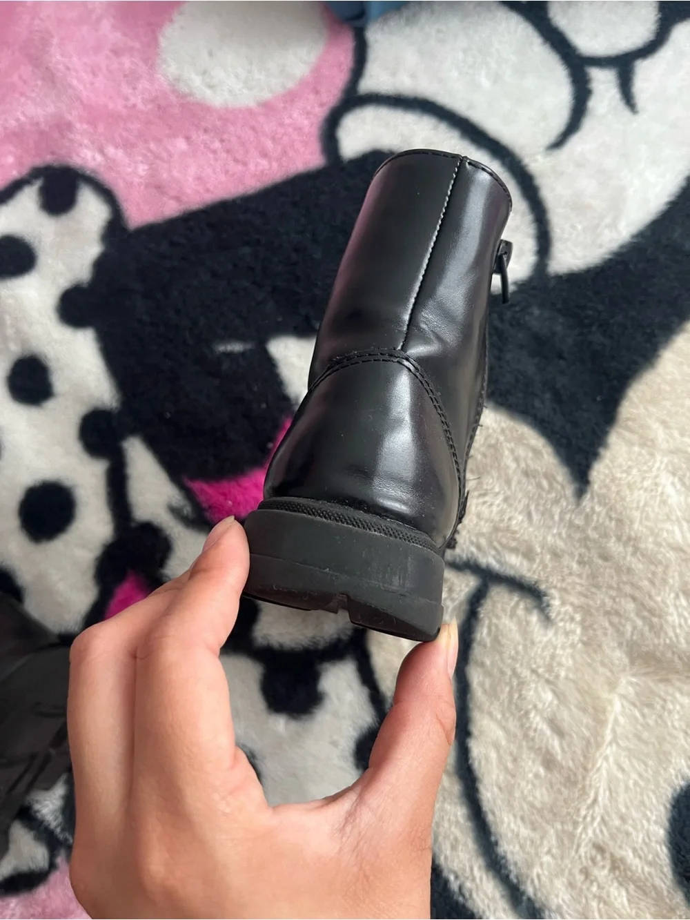 Zara Kids Black Heart Buckle Ankle Boots with Chunky Sole